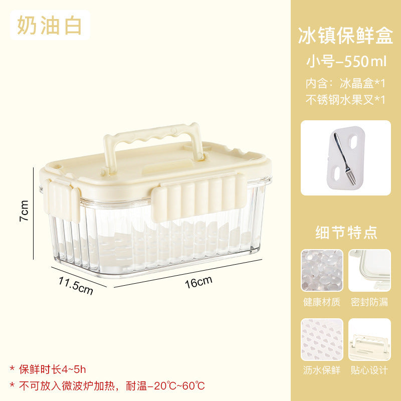 A summer mobile small refrigerator fresh-keeping box for fruit outings, elementary school student bento box with built-in ice box, cold food box