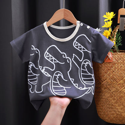 Nueva camiseta de manga corta para niños de puro algodón para niñas, ropa de verano para bebés, ropa de verano para niños, una pieza para reemplazo de cabello. 