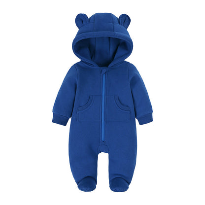 A AliExpress wish newborn baby onesie autumn and winter fleece thick warm climbing clothes baby winter foot-wrapped Romper