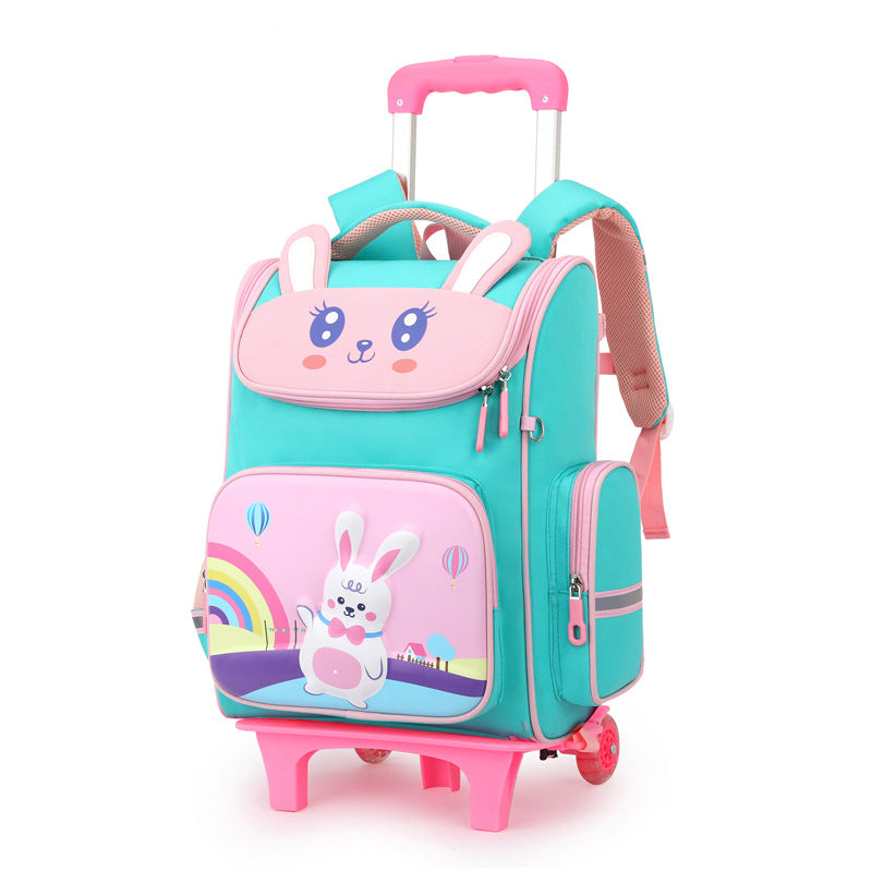 A Wholesale of 2024 new primary school school student backpacks, girls and children's suitcase, boys detachable drag cartoon