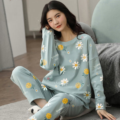 Una gran cantidad de pijamas al por mayor para mujer, primavera y otoño, manga larga, otoño e invierno, ropa de estar por casa, traje holgado simple de talla grande para mujer, ropa exterior 