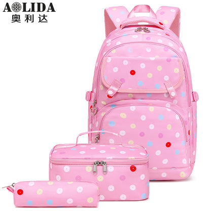 A 2024 new primary school school bag for 123 grades to 6th grade large capacity backpack polka dot print backpack