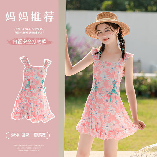 A children&#039;s swimsuit girl little daisy with chest pad conservative one-piece dress for children and girls 2023 new hot spring swimsuit 0.2KG