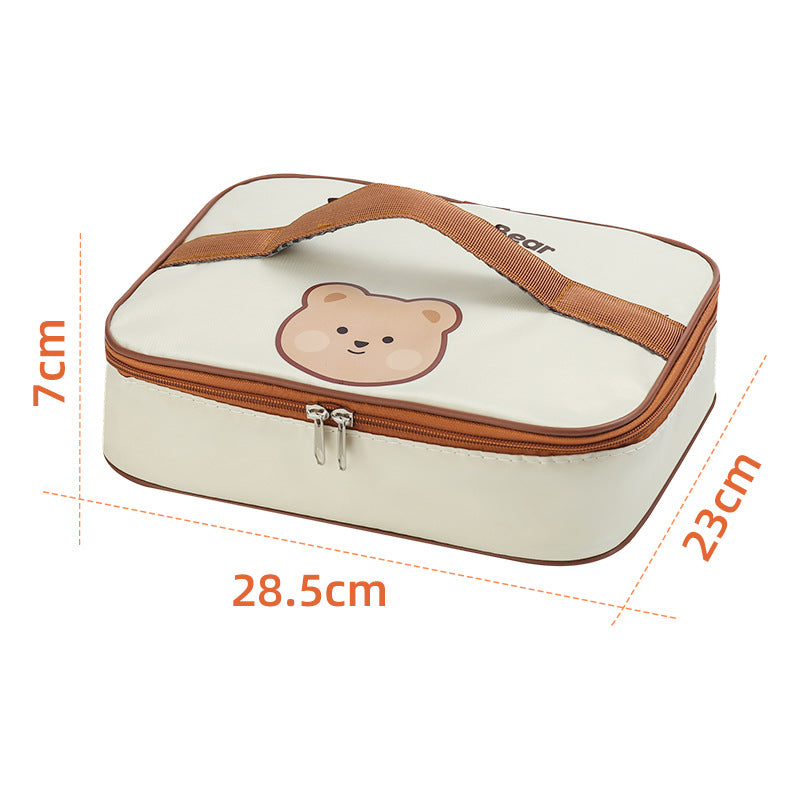 A 304 stainless steel insulated lunch box divided into two cute student compartments, sealed bento box with lid, lunch box