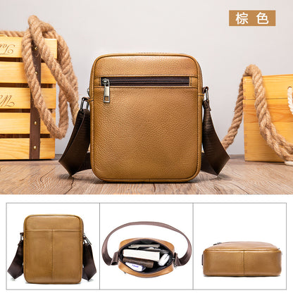 Business men's genuine leather small shoulder bag daily first layer cowhide commuting high-end genuine small satchel men's messenger bag