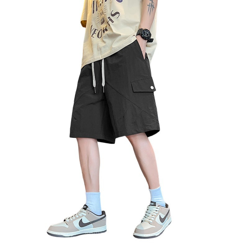 A Wind-like pants!Japanese cargo shorts, men's summer thin, trendy, loose athleisure pants