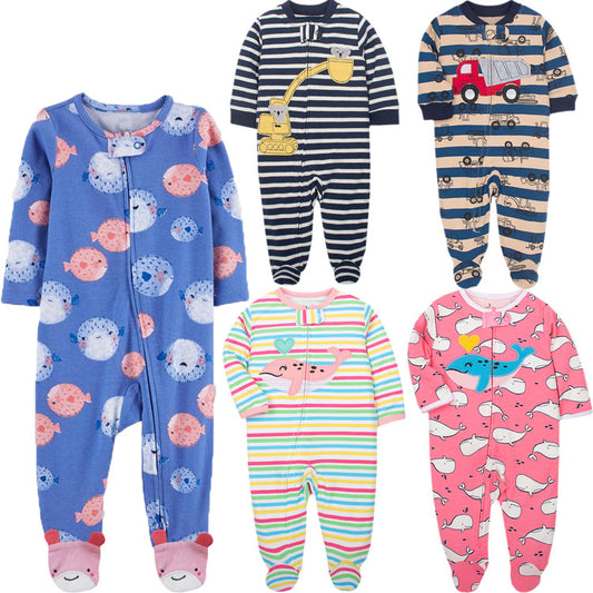 A Foreign trade children's clothing spring and autumn new baby onesie foot-wrapped baby jersey zipper shirt long sleeve climbing clothes cross-border wholesale