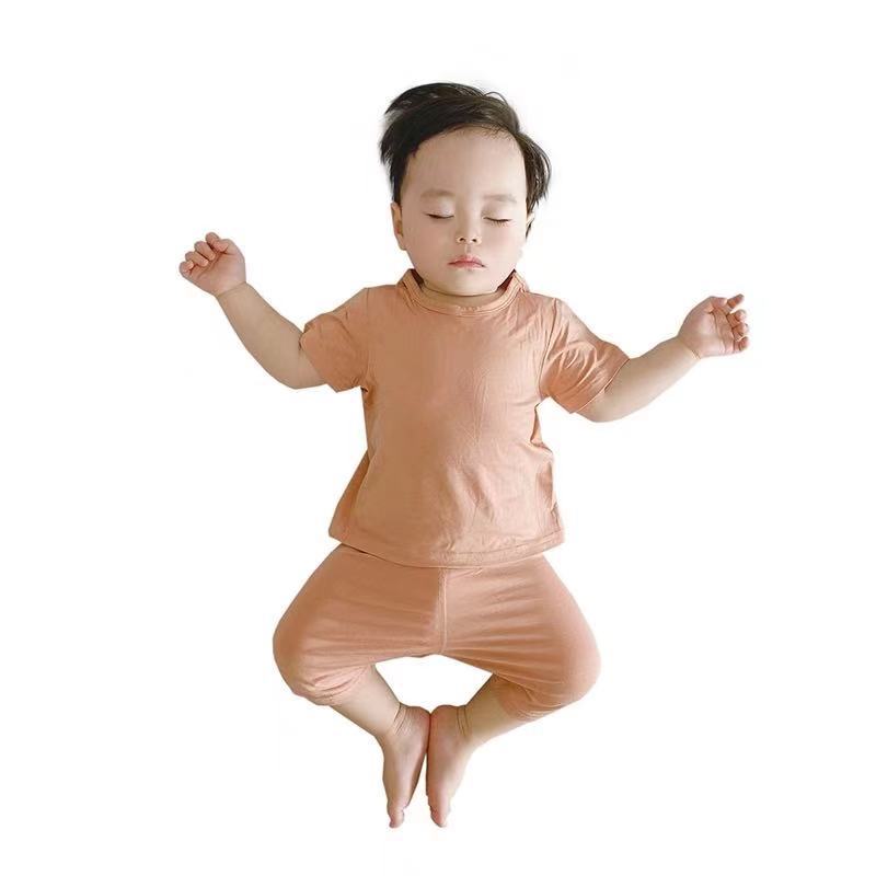 Baby set, summer thin air conditioned suit, high waist belly protection, short sleeve middle pants, pajamas, modal baby boy, summer dress, women, 0.2kg