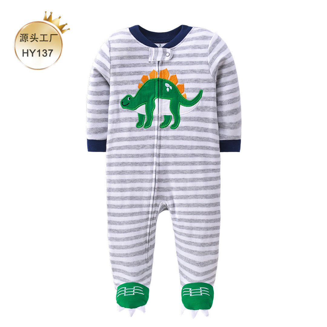 A 0-1 Baby onesie long-sleeved cotton thin newborn baby four-season air-conditioned clothing pajamas Romper socks climbing clothing