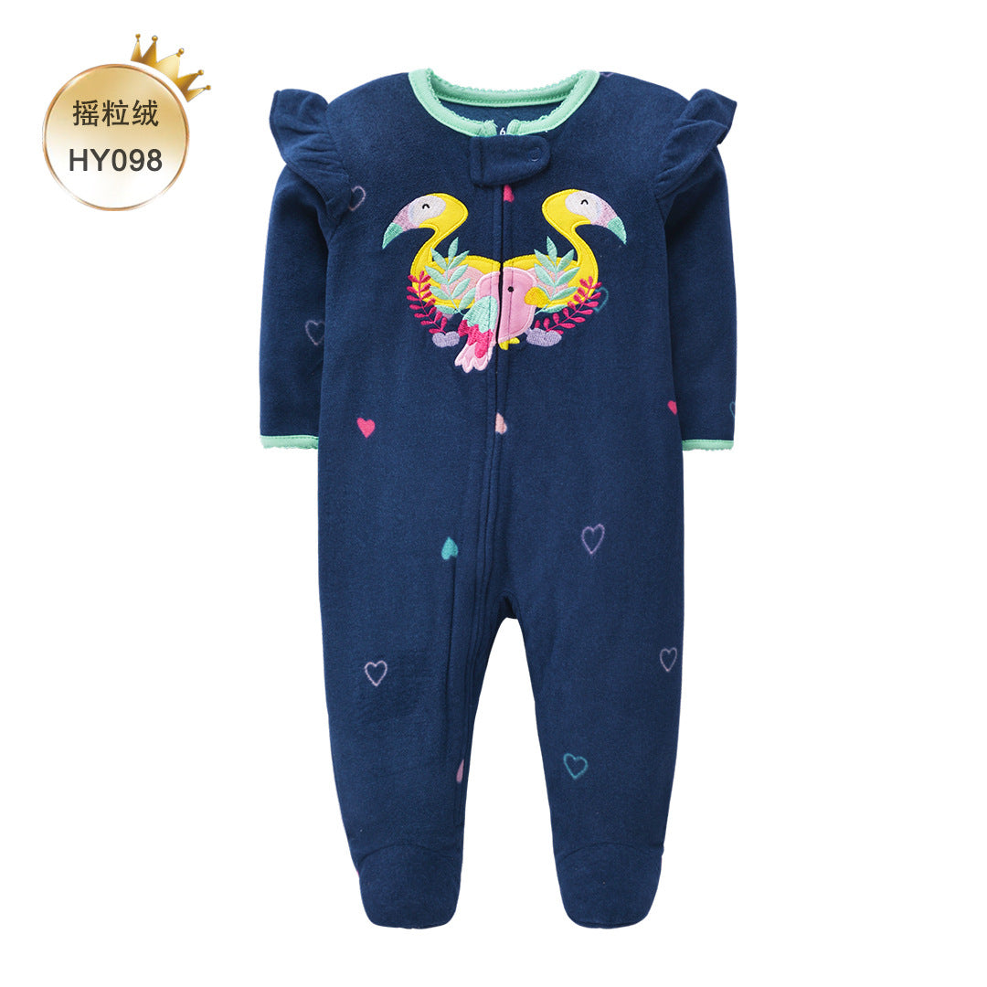 A newborn onesie newborn baby Romper baby fleece long-sleeved socks foot climbing clothes autumn and winter loungewear