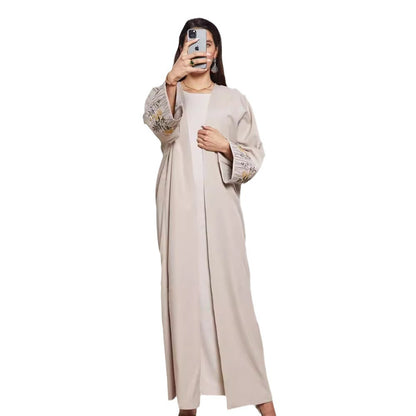 Women's Robe Embroidered Middle Eastern Muslim Clothing Cardigan Dress Long Dress Bat Sleeve