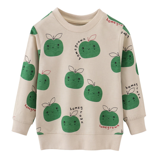 A European and American style brand children's clothing autumn and winter cotton long-sleeved sweater top, girls' long-sleeved terry sweater children's clothing