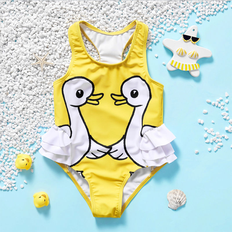 A Cross-border European and American new hot selling one-piece swimsuit, watermelon print, sweet and cute cartoon girl, children's swimsuit 0.2kg