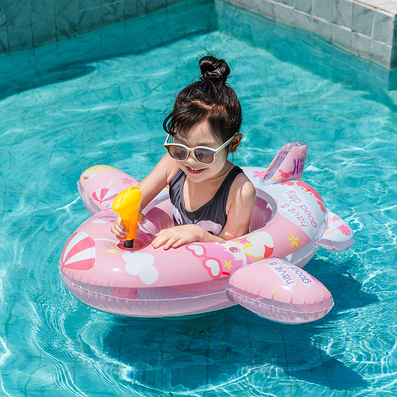 A internet celebrity with water gun airplane seat circle, children's swimming circle, cute cartoon baby water seat circle, inflatable swimming circle