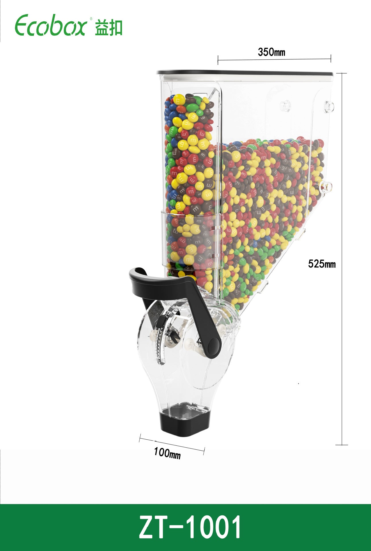 A Wall Mount Dispenser Nut Candy Chocolate Beans Gravity Food Box Deposit Pin Clear Plastic Gravity Jar