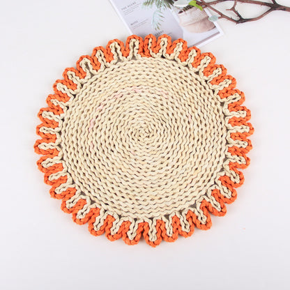 A Japanese-style home natural corn husk handmade straw plus thermal insulation tea mat table mat heat-resistant casserole mat plate cup placemat