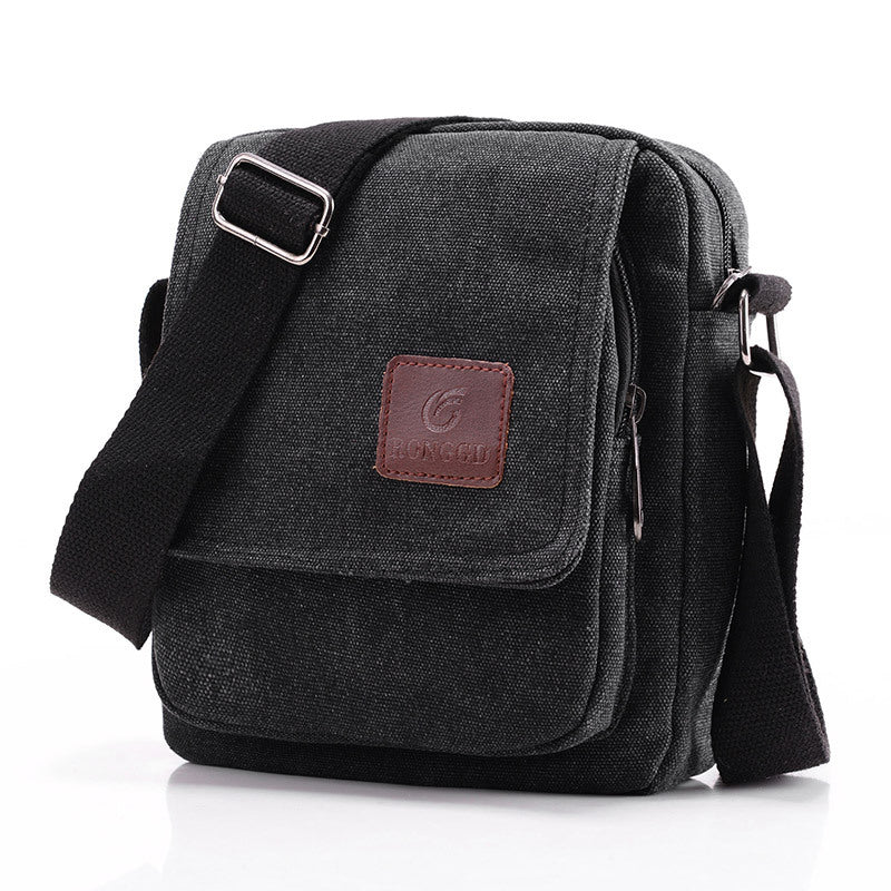 A men's bag messenger bag premium canvas bag business commuter retro small square bag casual fashion men's shoulder bag