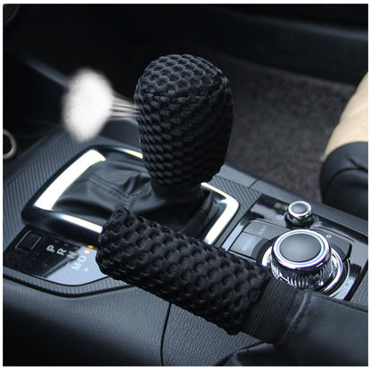 Massage Coarse Mesh Ringless Elastic Steering Wheel Cover Gear Cover Handbrake Cover Handlebar Cover 2-3 Piece Set (MOQ:10 SET ,If buy one piece need 1usd extra fee)