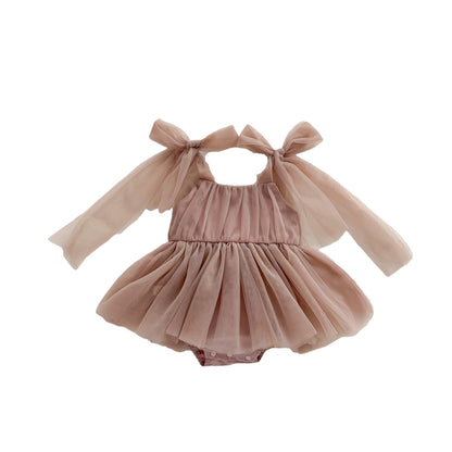 Vestido de princesa de malla para bebé recién nacido, bolsa sin mangas para niña de primavera/verano, vestido de fotografía de cien días para bebé Pi Ha Yi 