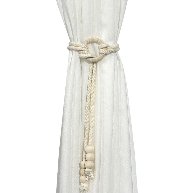 A Nordic simple homestay creative curtain binding with white gauze curtain storage buckle strap fixed rope fringed lace