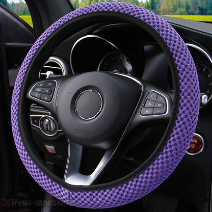 Massage Coarse Mesh Ringless Elastic Steering Wheel Cover Gear Cover Handbrake Cover Handlebar Cover 2-3 Piece Set (MOQ:10 SET ,If buy one piece need 1usd extra fee)