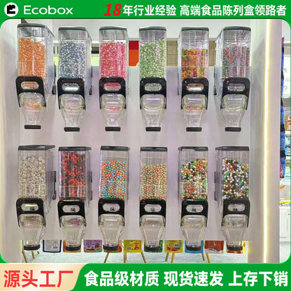 Supermarket high-transparency plastic wall-mounted self-service pull-down candy fried goods, dried fruits, moisture-proof sealing, food gravity box with lid