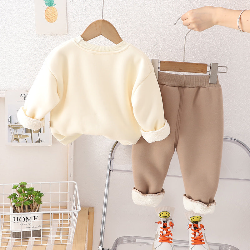 New Winter Cute 3D Doll Round Neck Plush Thickened Sweater Pants Two Piece Set Wholesale from Original Manufacturer 0.3kg