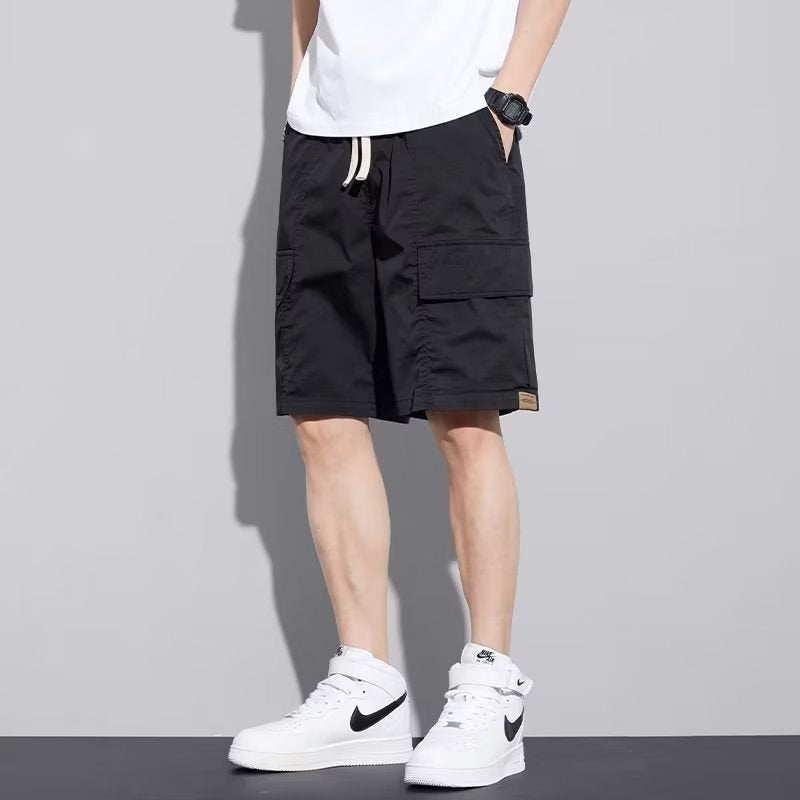 A 2024 men's cargo shorts functional style summer new thin loose casual army green trend cropped pants