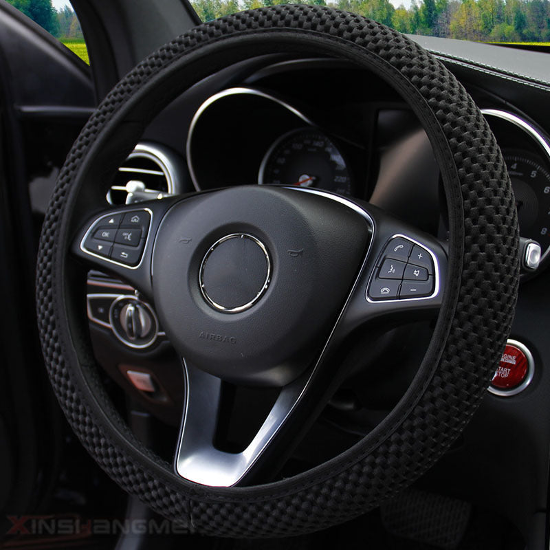 Massage Coarse Mesh Ringless Elastic Steering Wheel Cover Gear Cover Handbrake Cover Handlebar Cover 2-3 Piece Set (MOQ:10 SET ,If buy one piece need 1usd extra fee)