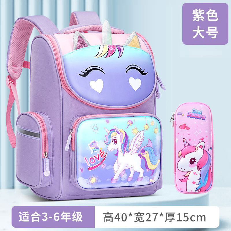 A New Children's School Bag Elementary School Student Burden Reduction Spine Protector Backpack Cute Space Bag for Boys and Girls 1-3-6 Grades