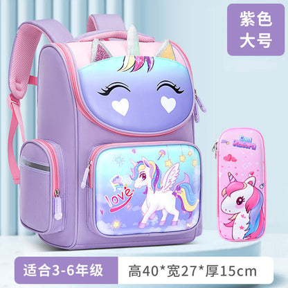 A New Children's School Bag Elementary School Student Burden Reduction Spine Protector Backpack Cute Space Bag for Boys and Girls 1-3-6 Grades