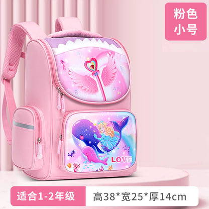 A New Children's School Bag Elementary School Student Burden Reduction Spine Protector Backpack Cute Space Bag for Boys and Girls 1-3-6 Grades