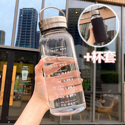 A 0WYV1000ml Household Large Capacity Water Bottle Portable for Men and Women with Filtered Tea Making Cup Fashionable Graffiti Heat Resistant Glass BOTTLES