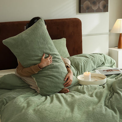 Ropa de cama de alta gama de terciopelo de coral cálido de doble cara de invierno de dos piezas de cuatro piezas de terciopelo de leche pesado de alto gramo de alta calidad 4 4.0kg 