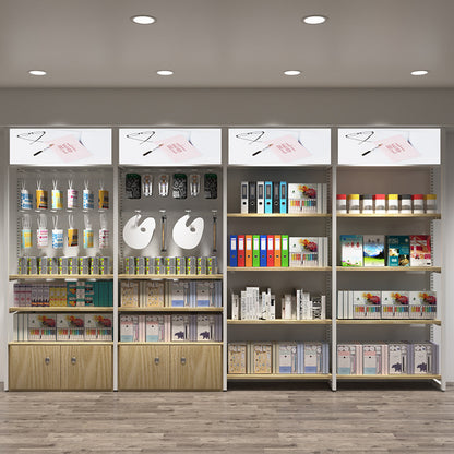 A steel and wood shelves supermarket, convenience store snacks makeup steel and wood supermarket shelves, Guangzhou shelves, mother and baby store shelves