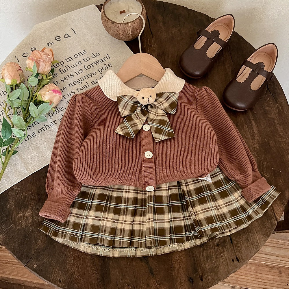 Children's Star Round Girls' Sweater Autumn New Girl Baby Princess Dress Girl Two Piece Set JK Set Tide 0.23kg