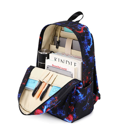 A 2023 new backpack three-piece set of printed cross-border large capacity middle school school bag fashion student backpack