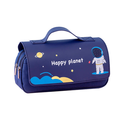 A New Cartoon Primary School Student Pencil Bag with Large Capacity Cute Handheld Stationery Bag Creative Space Humanities Tool Box Pencil Bag