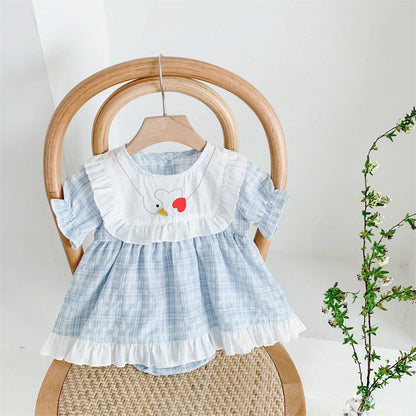 A Summer Fart Skirt 2024 Summer New Infant and Toddler Checkered Harper Dress Fashionable Girl Cute Internet Red Crawler