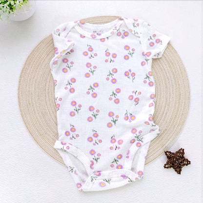 A summer ultra-thin buttocks for babies, breathable floral triangle climbing baby jacquard hollowed out jumpsuit, foreign trade children's clothing