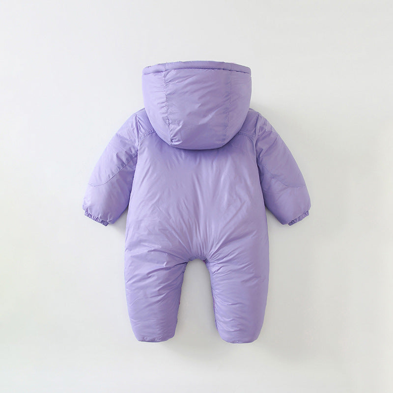 A baby onesie winter male and female babies fleece windproof warm baby clothes foreign purple foot-wrapped newborn clothes