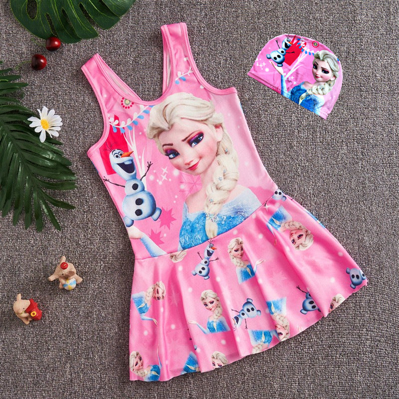 Traje de baño para niñas de una pieza, de tamaño mediano y grande, para niñas, estilo princesa, con falda, 0,1 kg 