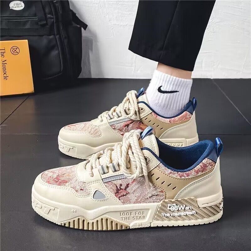 A spring men's shoes new breathable canvas shoes for men student trend versatile platform athleisure sneakers dad shoes men