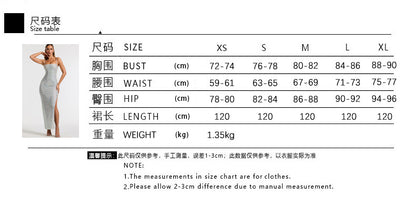 A 2024 summer European and American new fashion and sexy temperament hot diamond suspender long bandage skirt high-end bandage long skirt