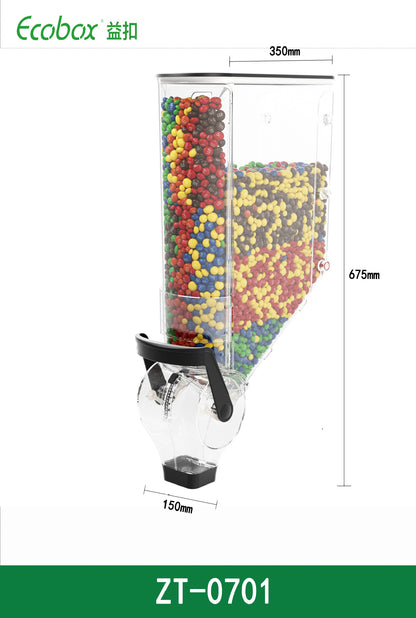 A Wall Mount Dispenser Nut Candy Chocolate Beans Gravity Food Box Deposit Pin Clear Plastic Gravity Jar