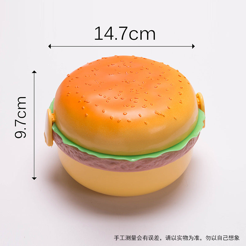 Una lonchera creativa y linda para estudiantes con forma de hamburguesa, lonchera para microondas, lonchera para niños de varias capas, caja para conservar frutas, regalo 