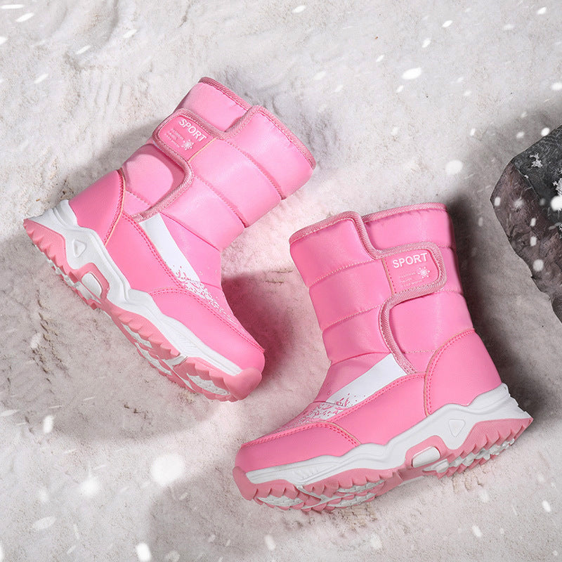 Botas de terciopelo para niñas, botas altas de invierno para niñas, gruesas, para nieve, para niños pequeños, medianos y grandes, botas de algodón, botas de nieve nuevas 