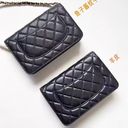 A Original leather Xiaoxiang single shoulder crossbody fortune bag black gold first layer cowhide rhombus square stray bag new trendy and versatile