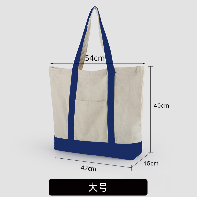 A thickened canvas supermarket environmental protection bag large capacity new cross-border grocery shopping bag strong zipper tote bag can be printed logo