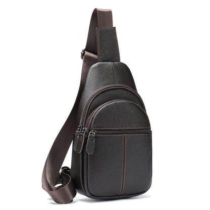 First layer cowhide men's shoulder messenger bag versatile men's leisure sports satchel business men's high-end leather breast bag